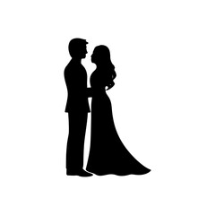 silhouette of bride and groom