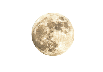 Full moon isolated PNG, detailed lunar surface with craters and shadows, celestial body for astronomy and space exploration