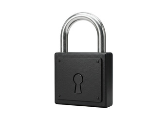Black padlock isolated on transparent background, security lock for safety and protection in PNG format, metal shackle
