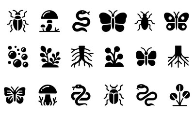 Obraz premium Nature and Wildlife Silhouette Icons Collection