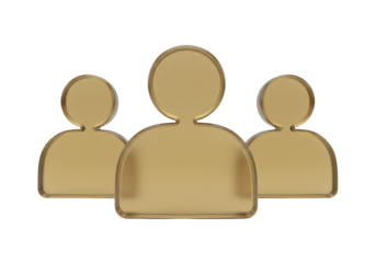 Golden team icon isolated PNG, group of people symbol for social media and business use, on transparent background
