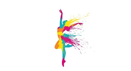 abstract colorful girl paint splashes isolated background