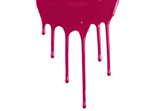 Crimson paint dripping isolated on transparent background, vibrant color splash for artistic design and creative projects