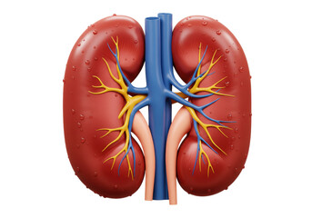 Isolated human kidneys anatomy for medical purposes 3D illustration of the organ anatomy