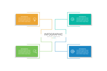 Design template for vector infographic labels with icons and 4 options or steps.	