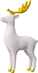 White reindeer with golden horn and hooves 3D vector illustration, Merry Christmas and Happy New year holiday decoration