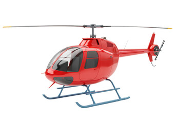 Red helicopter PNG illustration isolated on transparent background for commercial use Aviation transport vehicle design element