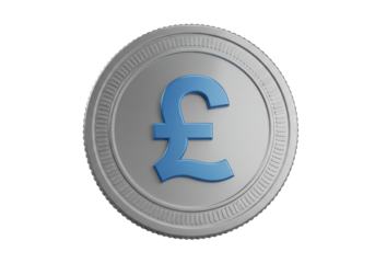 British Pound Coin PNG illustration isolated on transparent background currency of United Kingdom money symbol finance investment economy