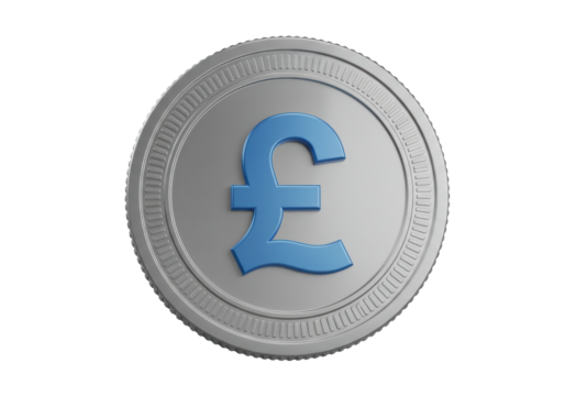 British Pound Coin PNG illustration isolated on transparent background currency of United Kingdom money symbol finance investment economy