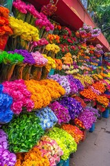 Colorful Flower Market in Dadar, Mumbai