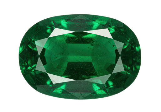 Oval cut green emerald gemstone isolated, precious stone for jewelry design and luxury accessories on transparent background