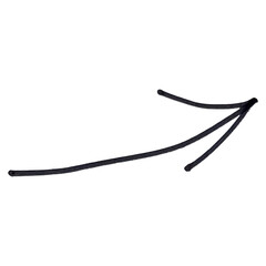 Simple handwritten black arrow pointing up and to the right directional symbol on textured surface isolated on transparent background