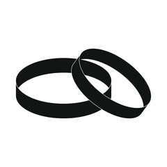 Wedding rings contour black, vector illustration on an isolated white background.
