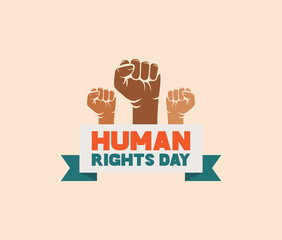 Human Rights Day Solidarity Fists. Human Rights Day hands holding hands vector.