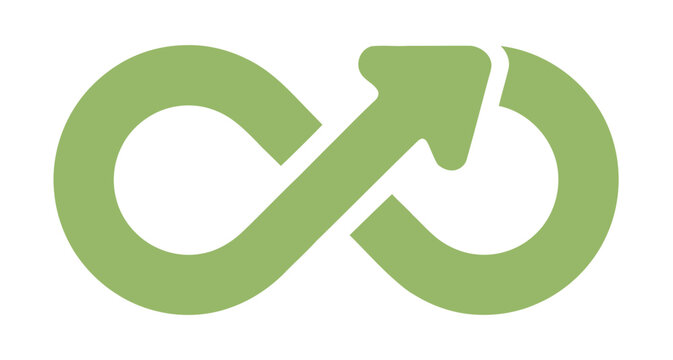 Green Circular Economy Symbol with Arrow Representing Sustainability and Renewal, vector illustration