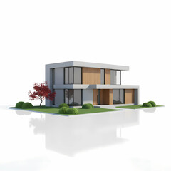 Modern house design with garden.