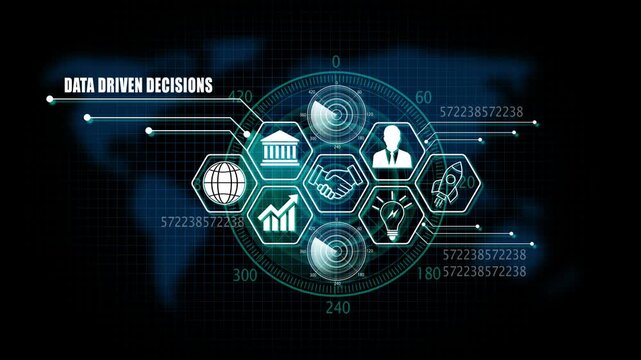 data driven decisions driven decisions Management and Digital Transformation Technology Background. 4k video 