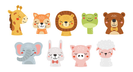 Baby animals isolated, cute animals, kids posters, cartoon, cards for kids