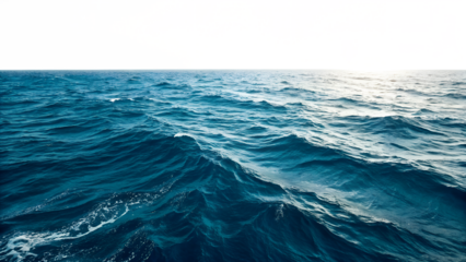 Isolated vast deep blue ocean waves show dynamic movement, ready for transparent backgrounds.