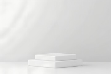 Minimalist White Stacked Rectangular Pedestal Display on Clean Studio Background