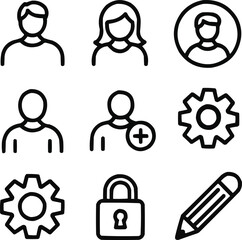 Minimal User Profile Icon Set Headshots, Avatars, and Account Outlines