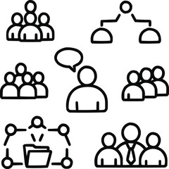 Outline People Icon Collection  Groups, Teams, and Social Network Concepts