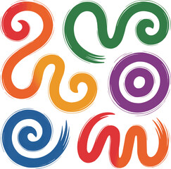 Grunge Wavy Brush Strokes Set Bold Doodle Lines and Textured Scribbles