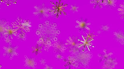 Abstract floral snowflakes with a purple background, for themes such as winter, design, decoration, patterns, or backgrounds. Vibrant and colorf