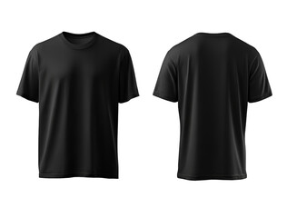 Naklejka premium black t-shirt template, front and back view isolated on transparent background 