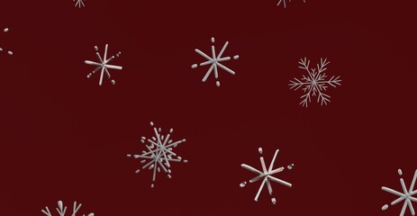 Abstract snowflake pattern on a deep red background. Perfect for Christmas, New Year's, and winter-themed designs and decorations. Ideal for car