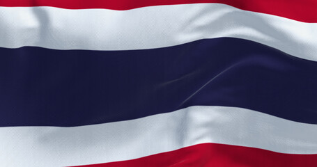 Close-up view of the Thailand national flag waving in the wind