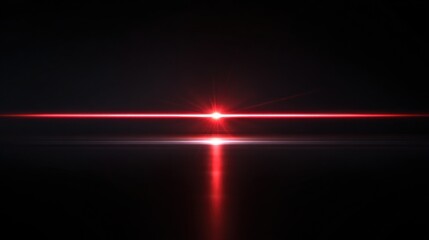 Red lens flare effect with horizontal line on a black background image