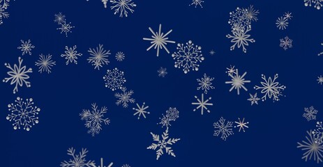 Abstract winter background with white snowflakes falling. Cold season, weather. Perfect for Christmas or New year greetings or designs © vegefox.com