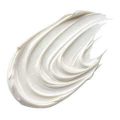White cream artfully swirled, revealing a smooth and rich texture with a glossy finish, creating a beautiful design element.