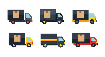 Simple Flat Style Delivery Truck With Box Shipment Transportation Illustration