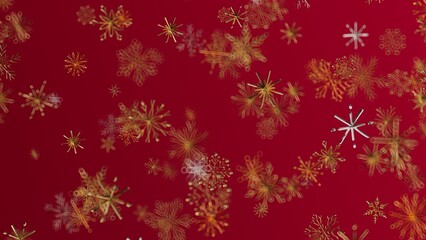 Abstract pattern of snowflakes on a rich red background. Ideal for Christmas, winter holiday designs, and festive backdrops.