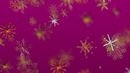 Abstract snowflakes on a vibrant magenta background. Perfect for winter themes, holiday designs, and festive promotions. Ideal for creating eye-