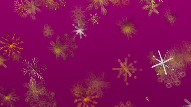 Abstract snowflakes on a vibrant magenta background. Perfect for winter themes, holiday designs, and festive promotions. Ideal for creating eye- - Powered by Adobe