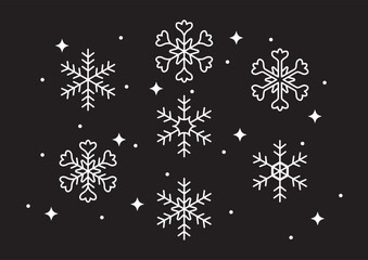 Set of snowflake elements