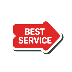 Bright red arrow sign emphasizing top quality customer care and excellent service for your business needs isolated on white background