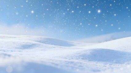 A serene winter landscape with snow and twinkling stars, perfect for creating a peaceful and magical holiday atmosphere.