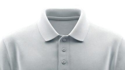 White Polo Shirt: A close-up shot of a pristine white polo shirt, emphasizing the classic collar, buttons, and clean lines. An emblem of timeless style and versatility.