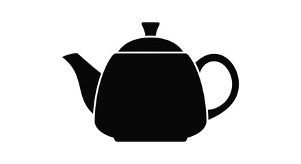 Classic black silhouette of a traditional teapot with a handle and spout on a white background