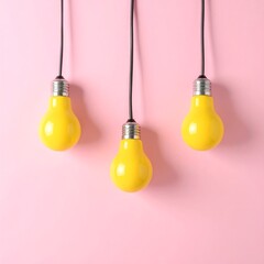 Three yellow bulbs on a pink background