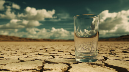 Empty Glass on Parched Desert Ground
