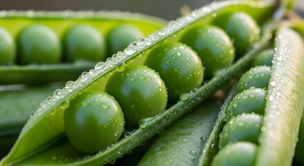 Fresh green peas in pods, close-up, healthy food concept.