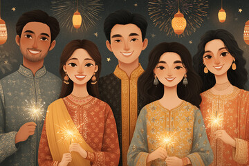 Diwali Festival Celebration &mdash; Lights, Family, Spices, and Joyful Indian Traditions