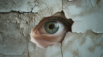 Eye Through Cracked Wall