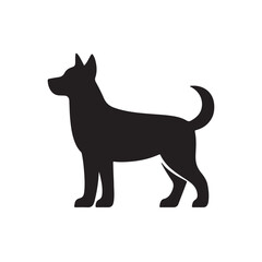 Standing dog silhouette on black background