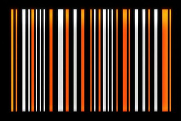 Abstract barcode with orange and white stripes on black background